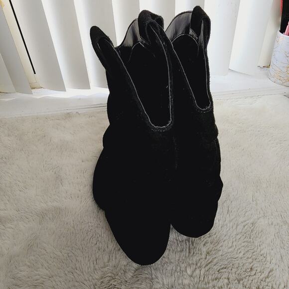 NEW Nine West Wilton Black Suede Leather Slouchy Block Heel Point Toe Dress Boot - Picture 6 of 9